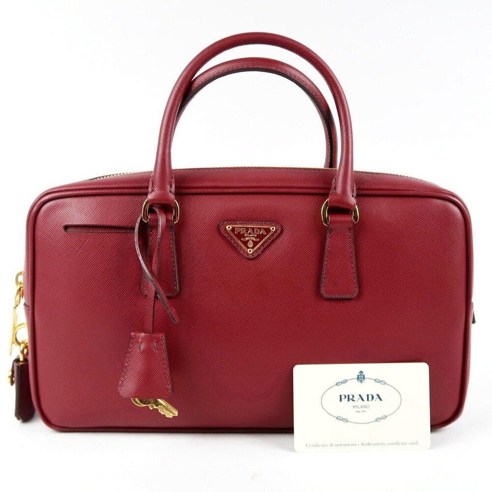 PRADA Saffiano Leather Handbag Bordeaux Purple Bag